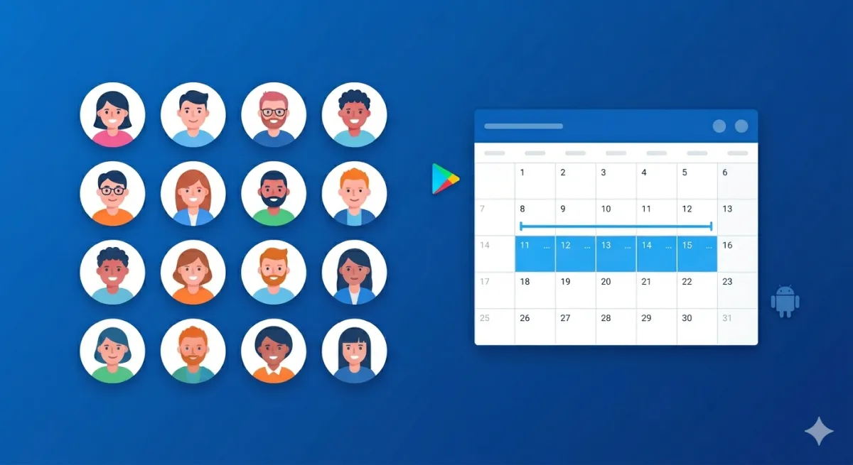 Google Play closed testing — 12 testers for 14 days
