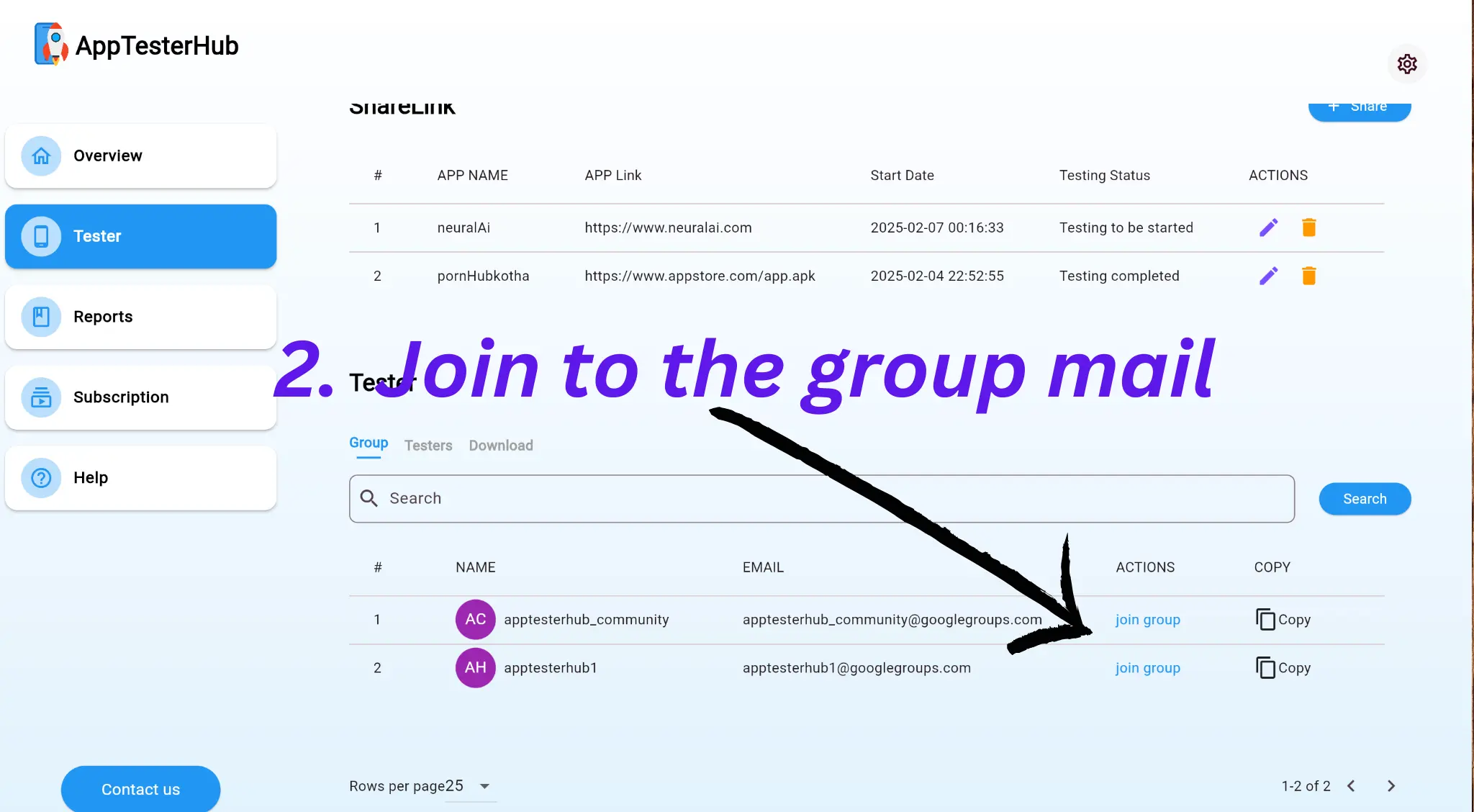 Join Tester Group