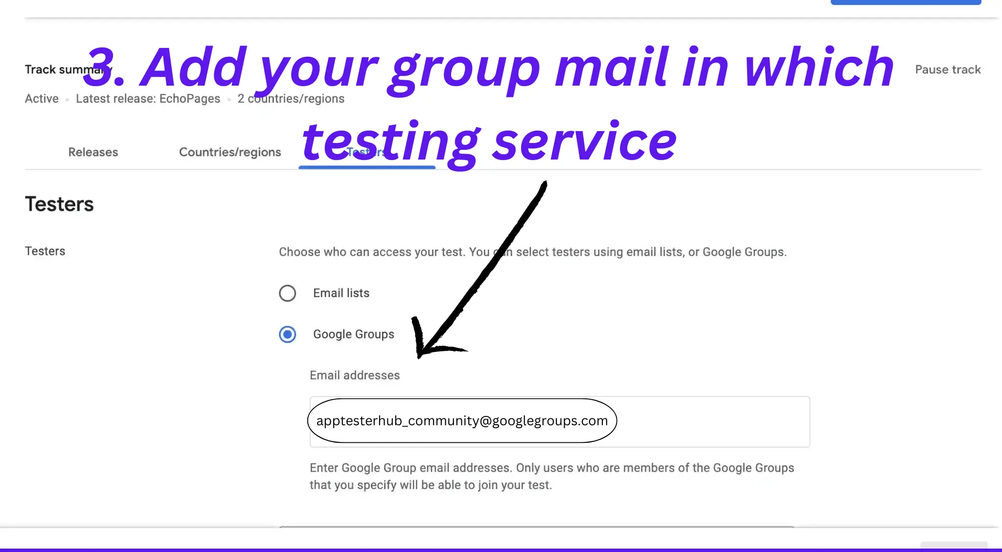 Add Testers to Play Store