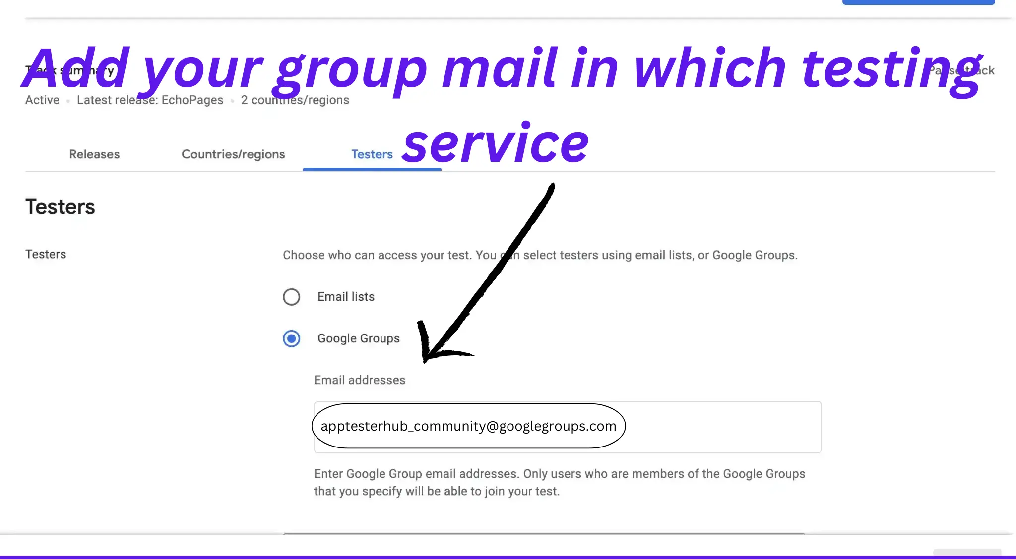 Add Testers to Play Store